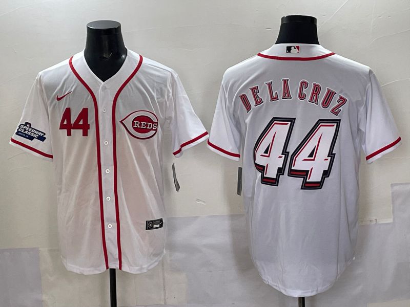 Men 2025 Cincinnati Reds #44 Delacruz White Joint Name Nike MLB Jersey style 03->cincinnati reds->MLB Jersey